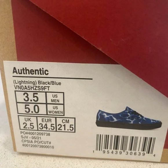 Vans Authentic Lightning Black/Blue Classic W5/M3.5 - Picture 6 of 6